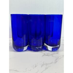 Lot of 8 brand new Handmade crystal Badash blue cobalt highball tumblers Rare